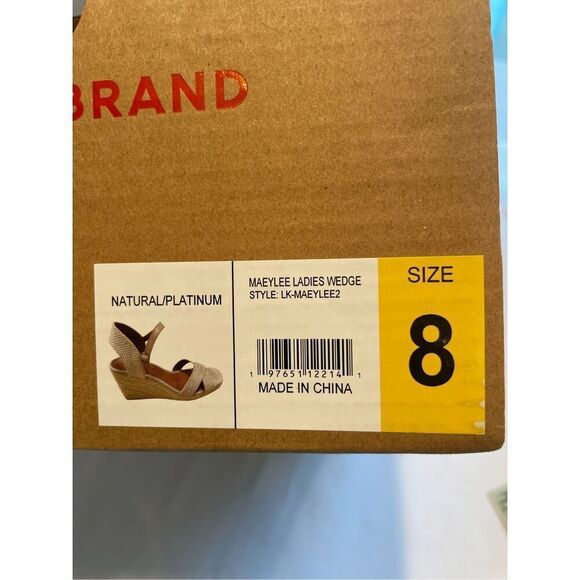 NIB Lucky Brand Maeylee Espadrille Wedge Sandals in Natural Platinum - Picture 5 of 7